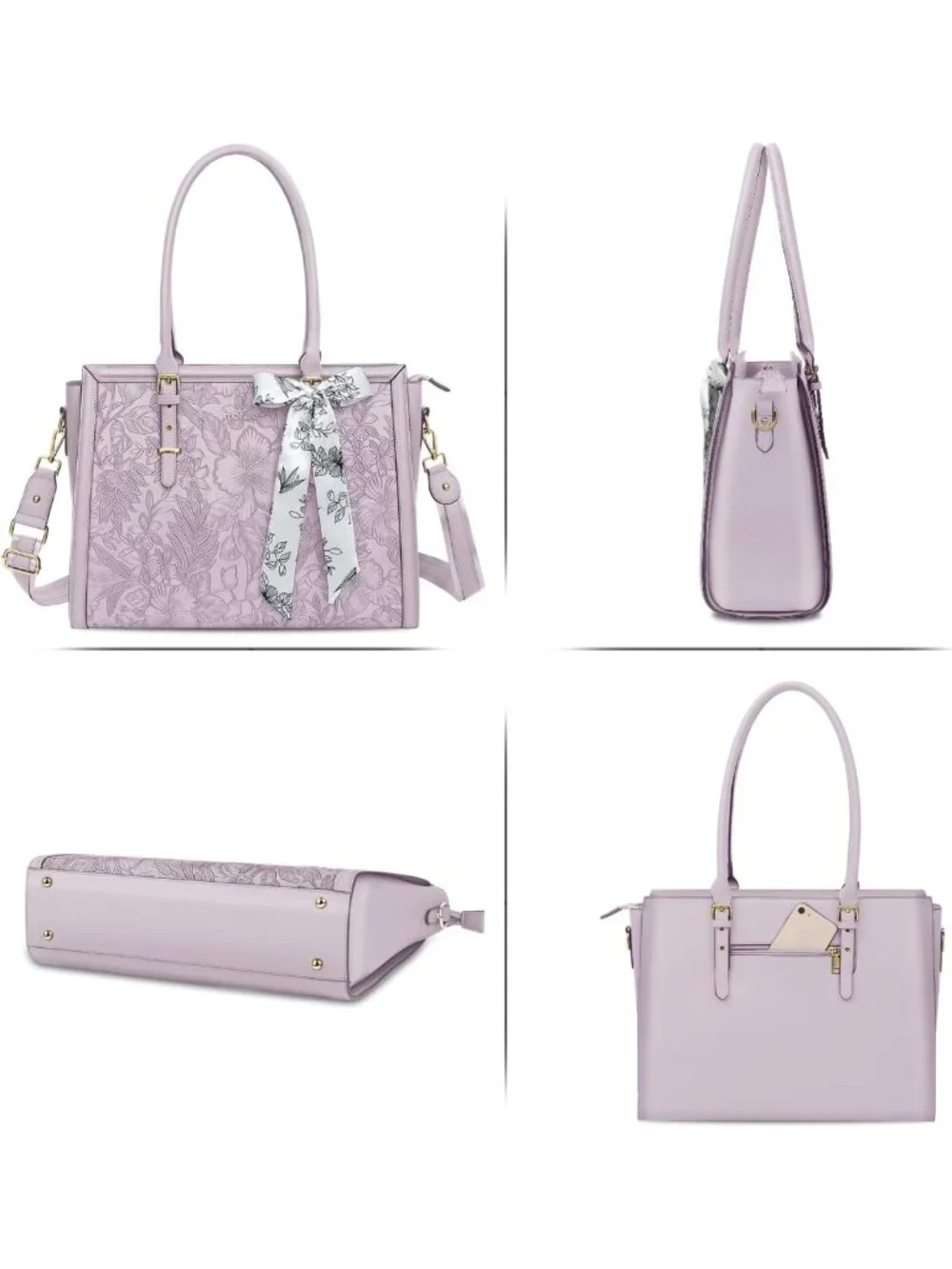 Stylish PU Leather Tote Bag for Women - Fits 17-17.3 inch Laptops, Chic